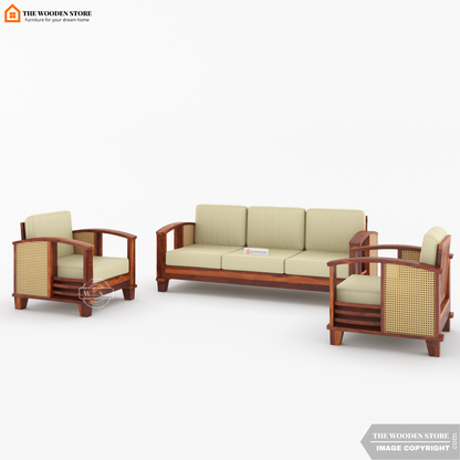 Parsons 3+1+1 Cane Sofa Set (Honey Finish)