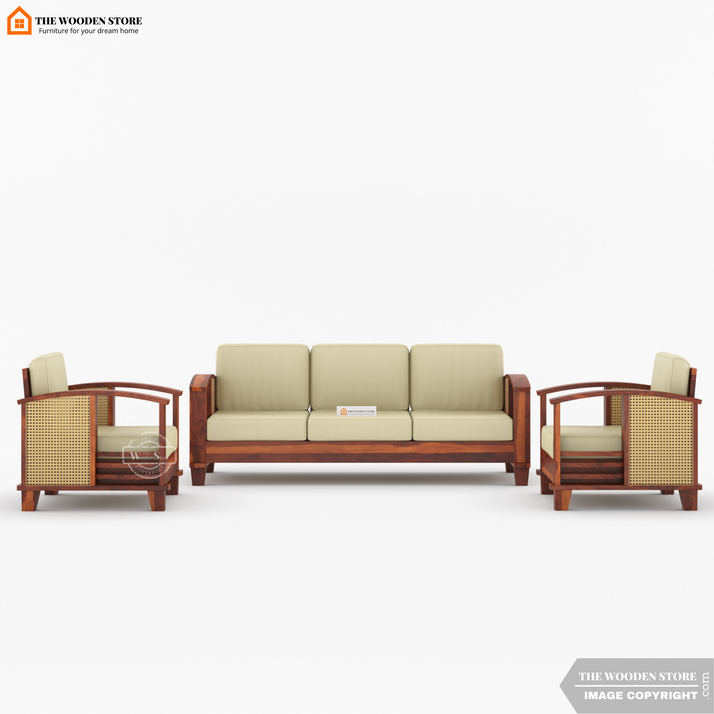 Parsons 3+1+1 Cane Sofa Set (Honey Finish)