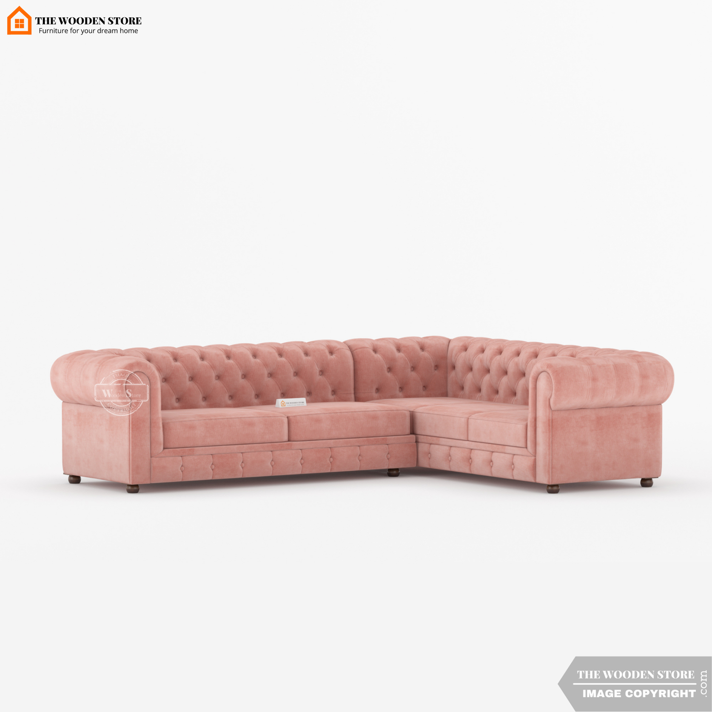 Ronin Sectional L -Shape Corner Sofa (Blush Pink)