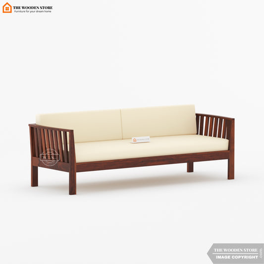 Hilltop 3 Seater Wooden Sofa (Walnut Finish)