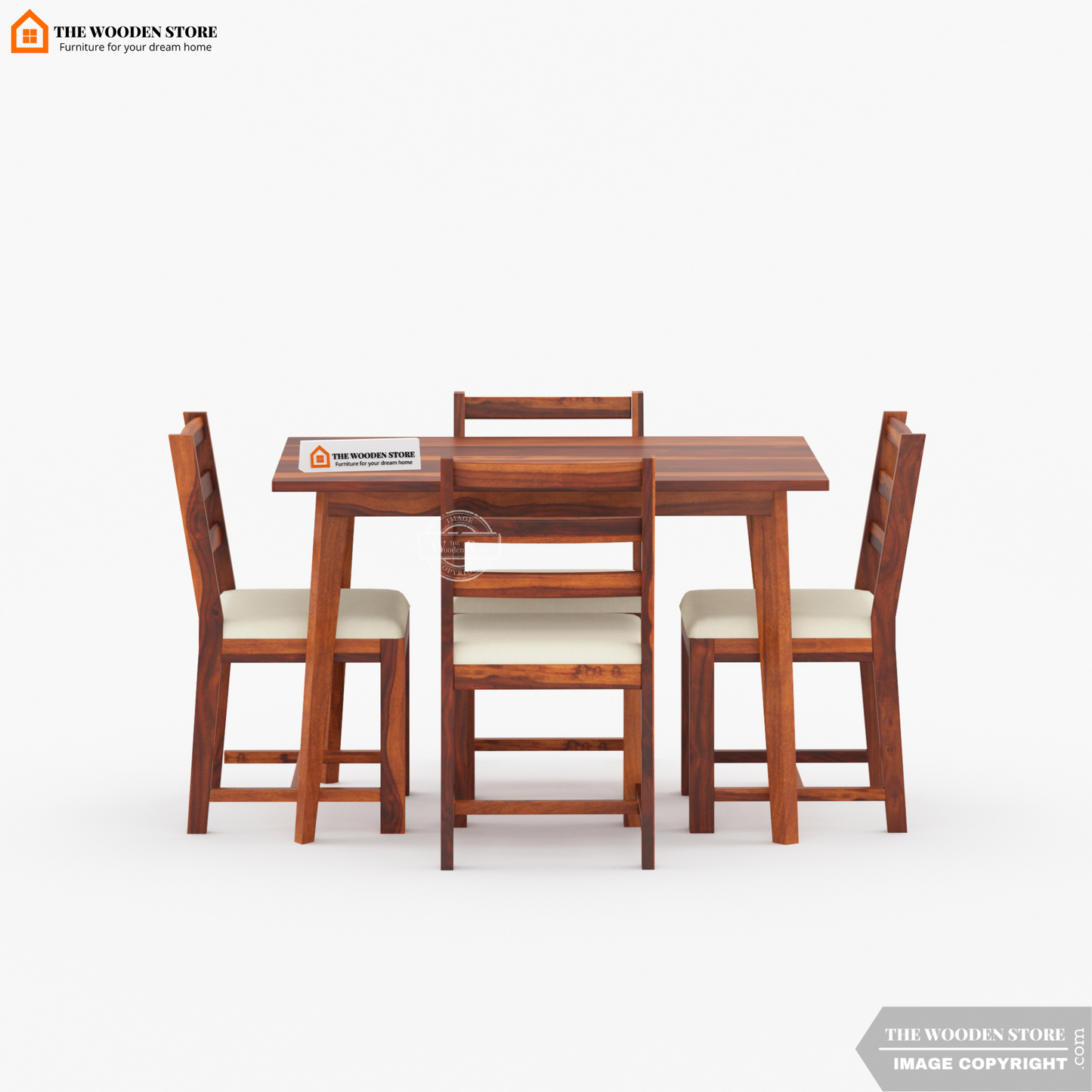 Sharon 4 Seater Dining Table Set (Honey Finish)