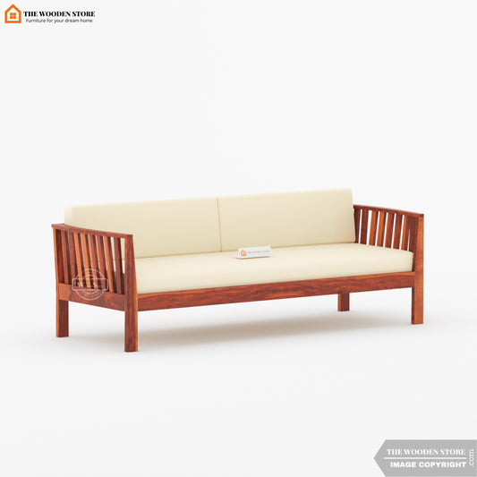 Hilltop 3 Seater Wooden Sofa (Honey Finish)