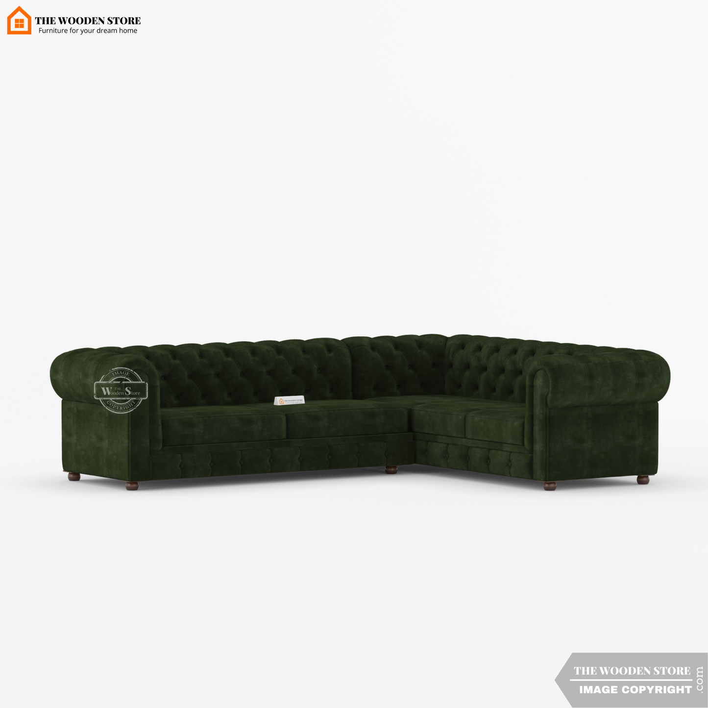 Ronin Sectional L -Shape Corner Sofa (Olive Green)