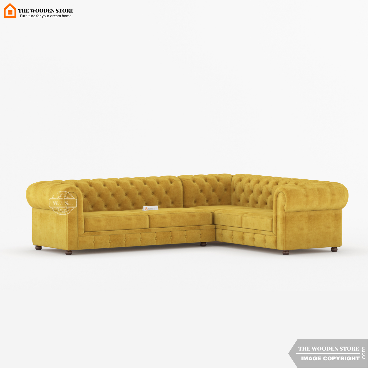 Ronin Sectional L -Shape Corner Sofa (Orange Gold)