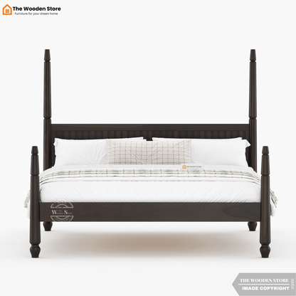 Florie Poster Bed without Storage (King Size, Walnut Finish)