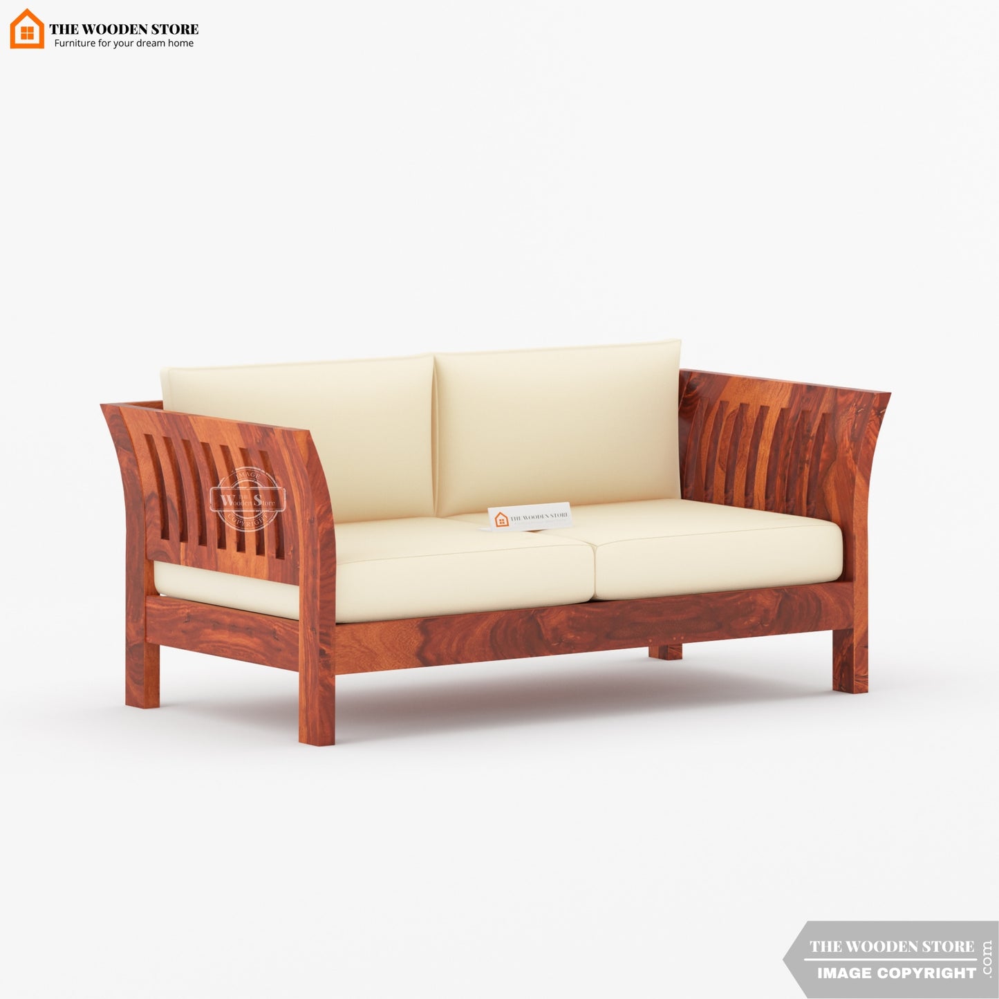 Cristen 2 Seater Wooden Sofa (Honey Finish)