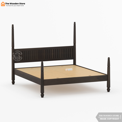 Florie Poster Bed without Storage (King Size, Walnut Finish)