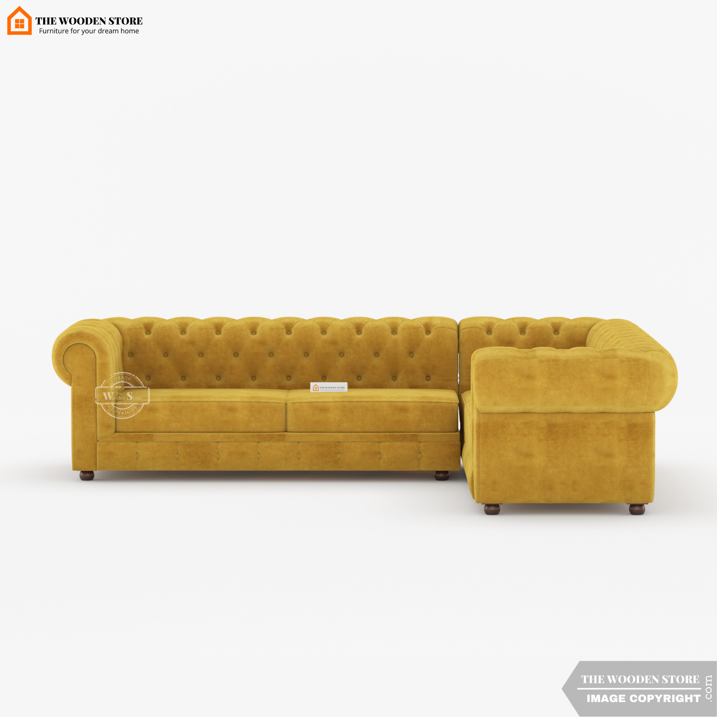 Ronin Sectional L -Shape Corner Sofa (Orange Gold)