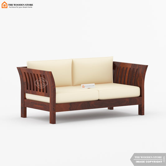 Cristen 2 Seater Wooden Sofa (Walnut Finish)