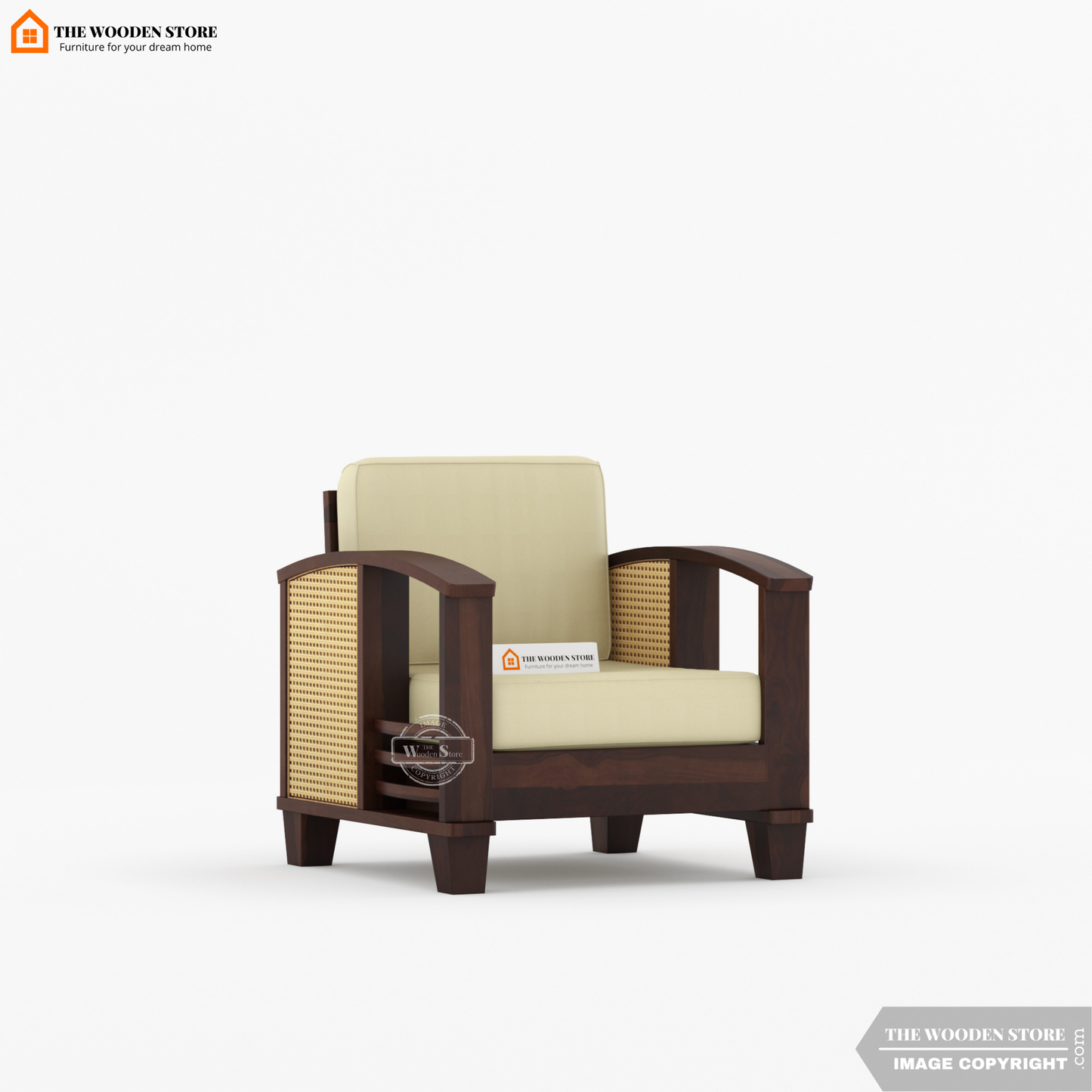 Parsons 3+1+1 Cane Sofa Set (Walnut Finish)