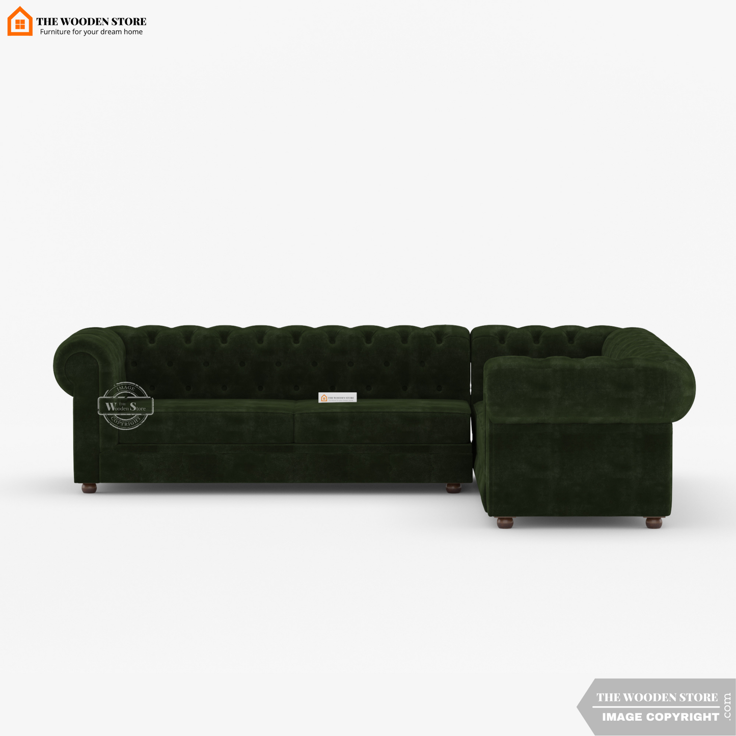 Ronin Sectional L -Shape Corner Sofa (Olive Green)