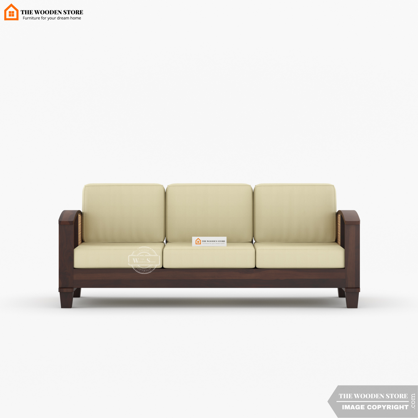 Parsons 3+1+1 Cane Sofa Set (Walnut Finish)