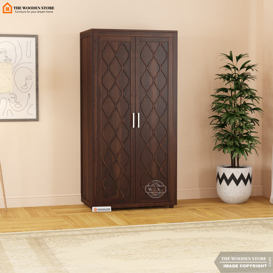 Joel 2 Door Multi-Utility Wardrobe (Walnut Finish)