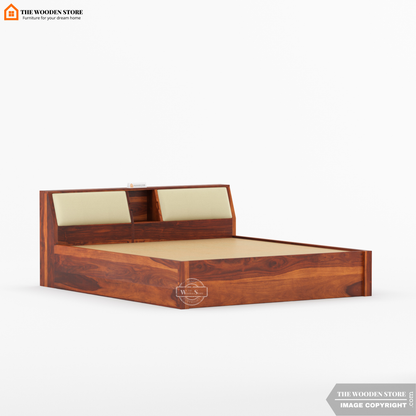 Walker Hydraulic Bed With Storage (King Size, Honey Finish)