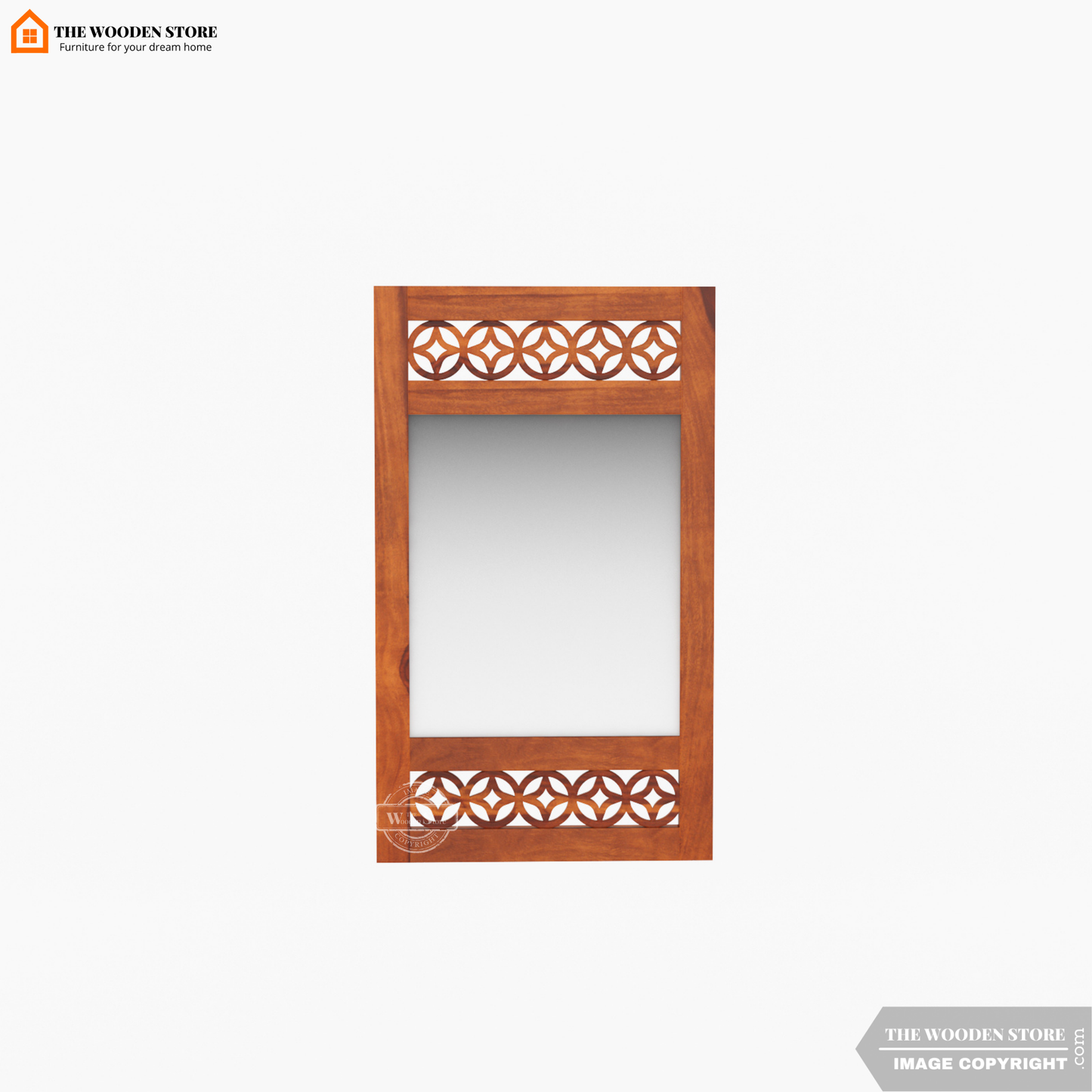Daffy Side Stripped Mirror With Frame (Honey Finish)