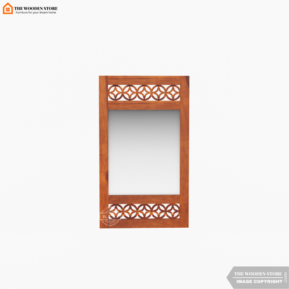 Daffy Side Stripped Mirror With Frame (Honey Finish)
