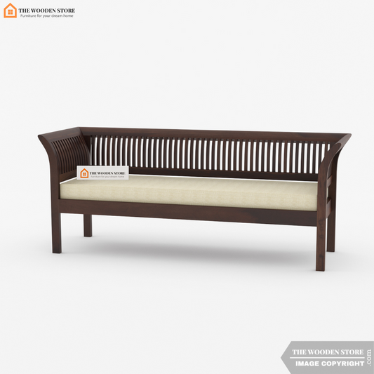 Vasundhara 3 Seater Wooden Sofa (Walnut Finish)