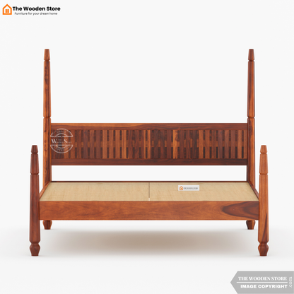 Florie Poster Bed without Storage (King Size, Honey Finish)