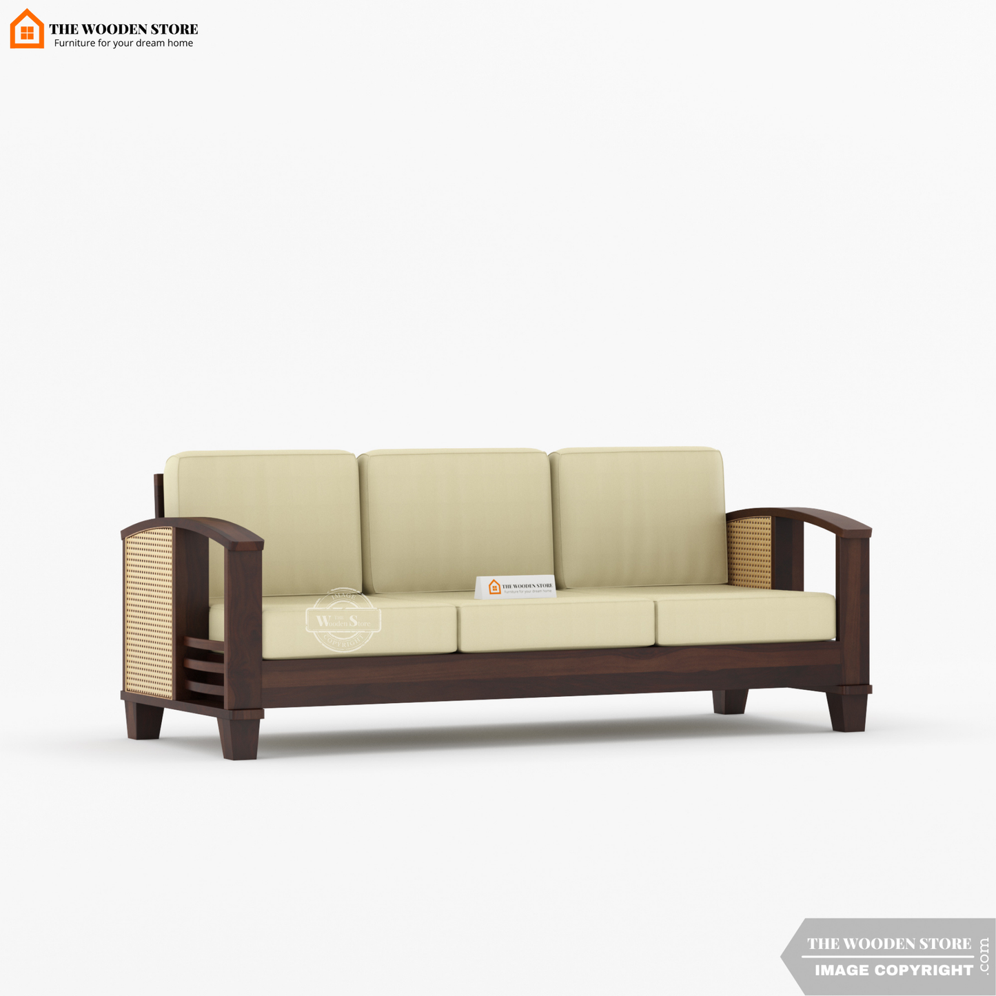 Parsons 3+1+1 Cane Sofa Set (Walnut Finish)