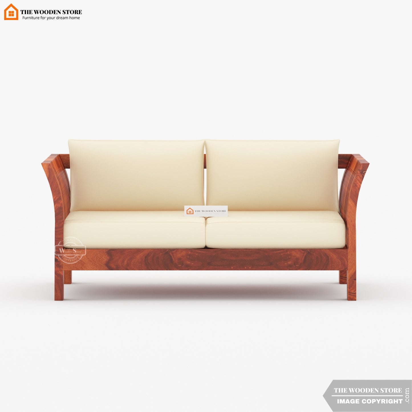 Cristen 2 Seater Wooden Sofa (Honey Finish)