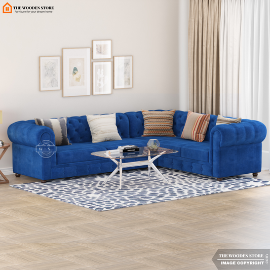 Ronin Sectional L -Shape Corner Sofa (Marine Blue)