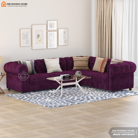 Ronin Sectional L -Shape Corner Sofa (Wine Berry)