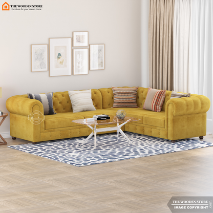 Ronin Sectional L -Shape Corner Sofa (Orange Gold)