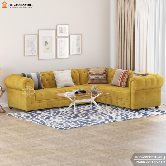 Ronin Sectional L -Shape Corner Sofa (Orange Gold)