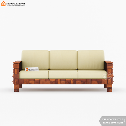 Morris 3+1+1 Wooden Sofa Set (Honey Finish)