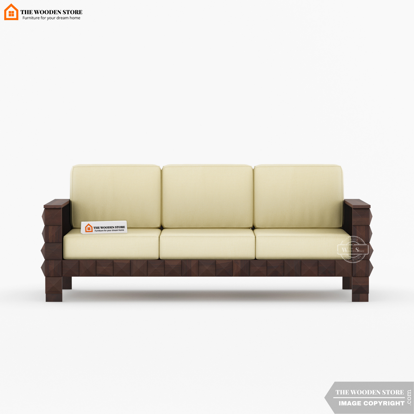 Morris 3+1+1 Wooden Sofa Set (Walnut Finish)