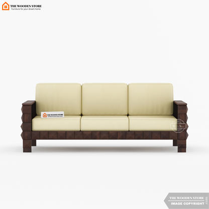 Morris 3+1+1 Wooden Sofa Set (Walnut Finish)