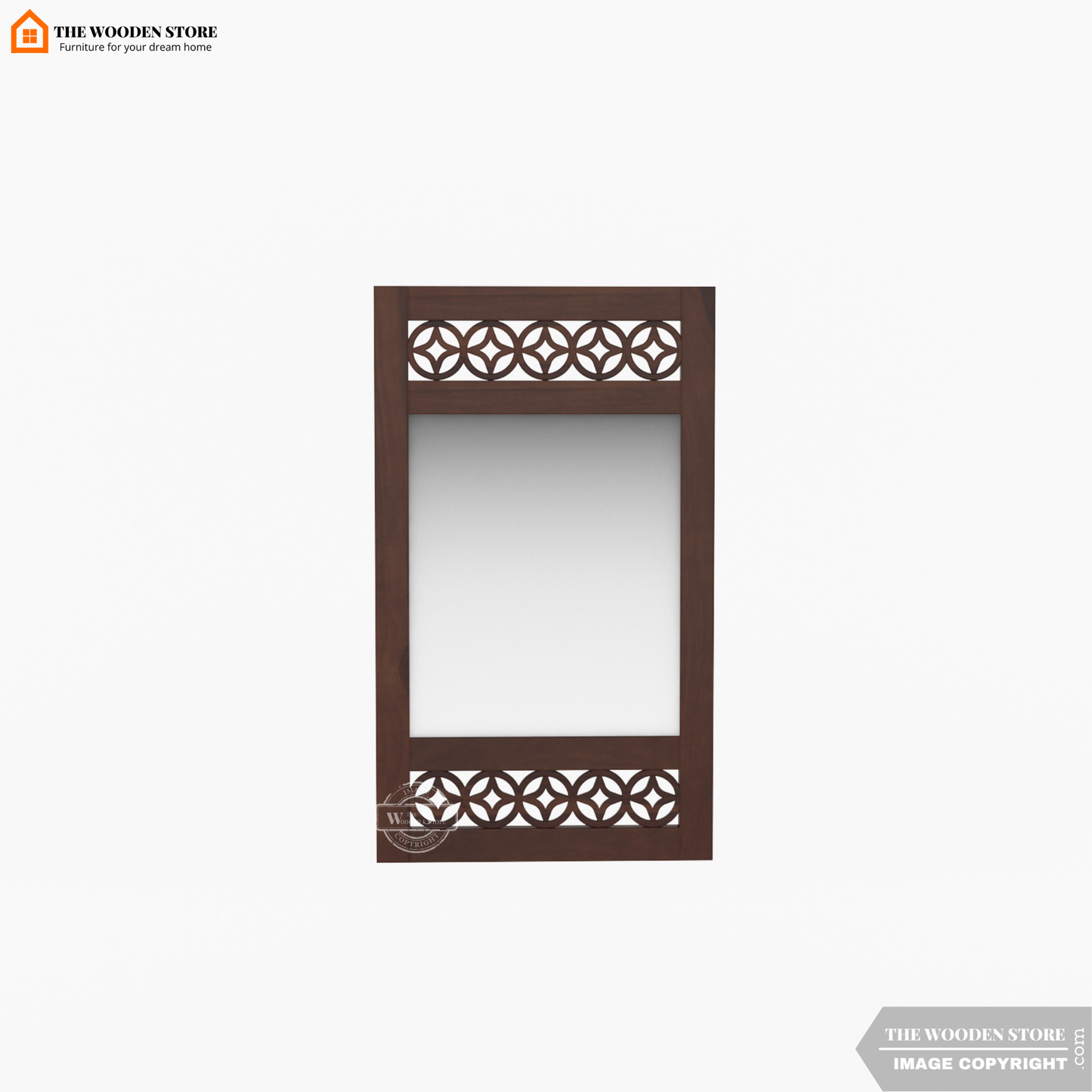 Daffy Side Stripped Mirror With Frame (Walnut Finish)