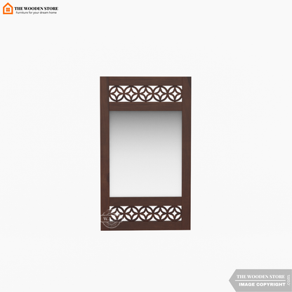 Daffy Side Stripped Mirror With Frame (Walnut Finish)