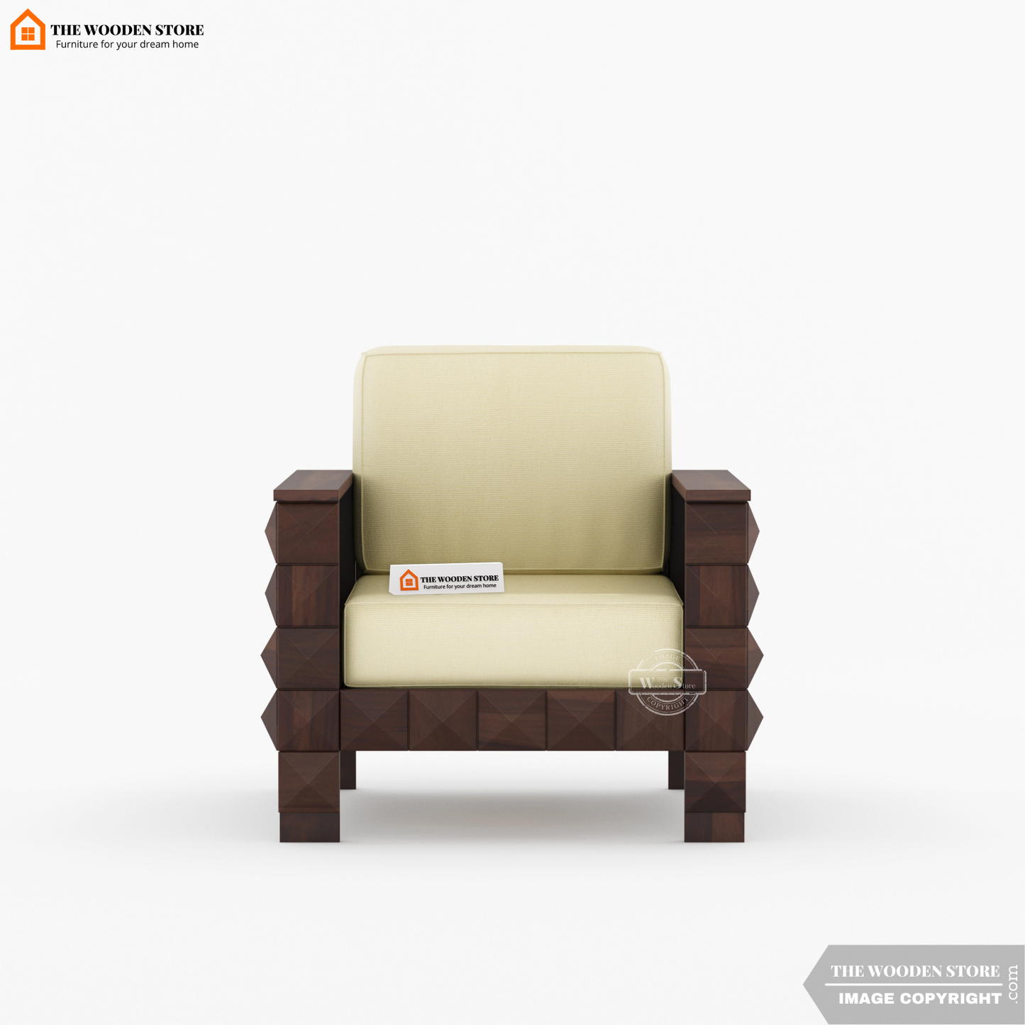 Morris 3+1+1 Wooden Sofa Set (Walnut Finish)