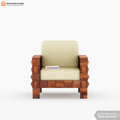 Morris 3+1+1 Wooden Sofa Set (Honey Finish)