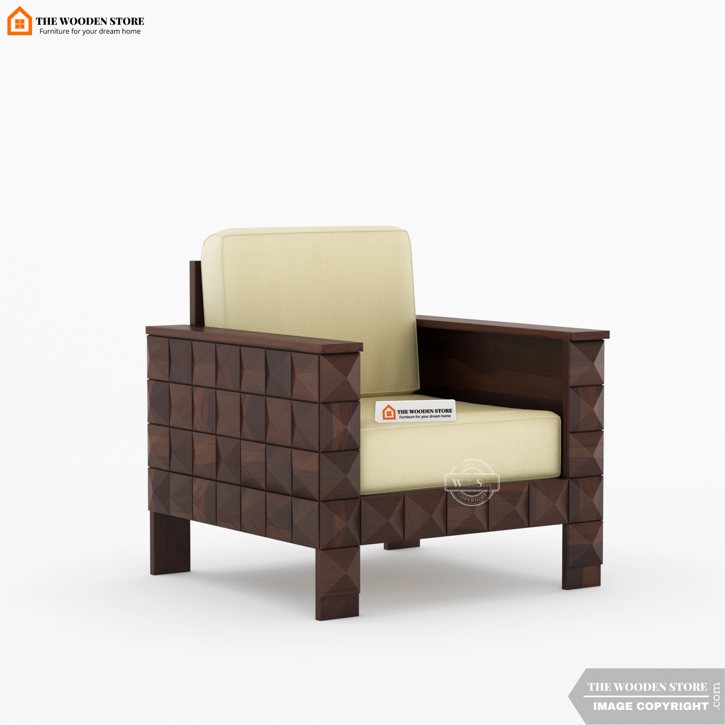 Morris 3+1+1 Wooden Sofa Set (Walnut Finish)