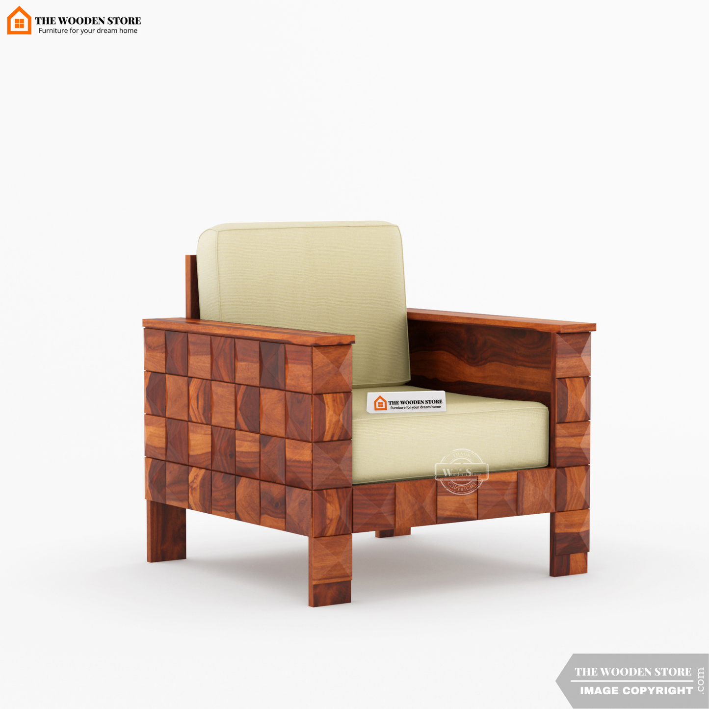 Morris 3+1+1 Wooden Sofa Set (Honey Finish)