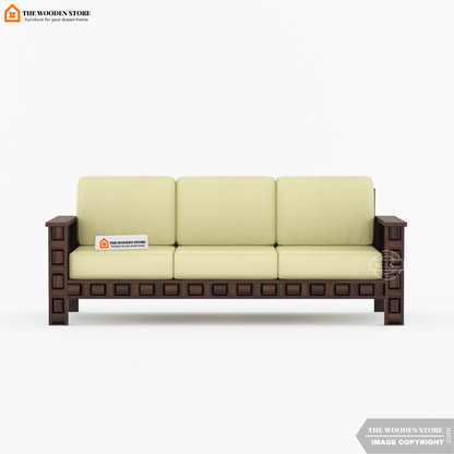 Woodwave 3+1+1 Wooden Sofa Set (Walnut Finish)