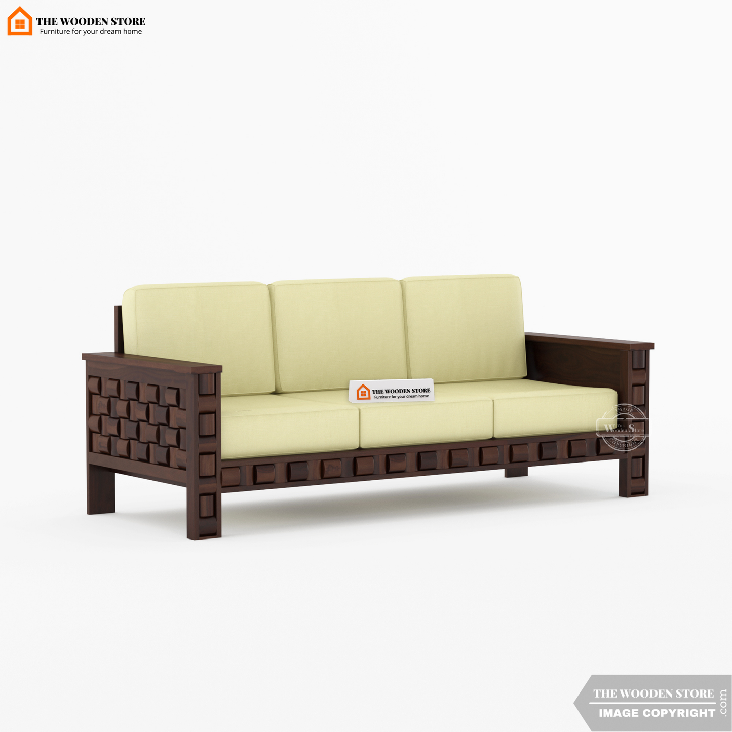 Woodwave 3+1+1 Wooden Sofa Set (Walnut Finish)