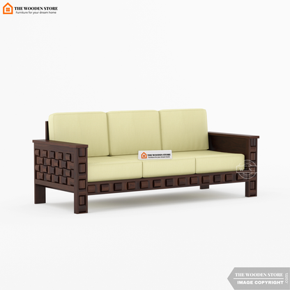 Woodwave 3+1+1 Wooden Sofa Set (Walnut Finish)