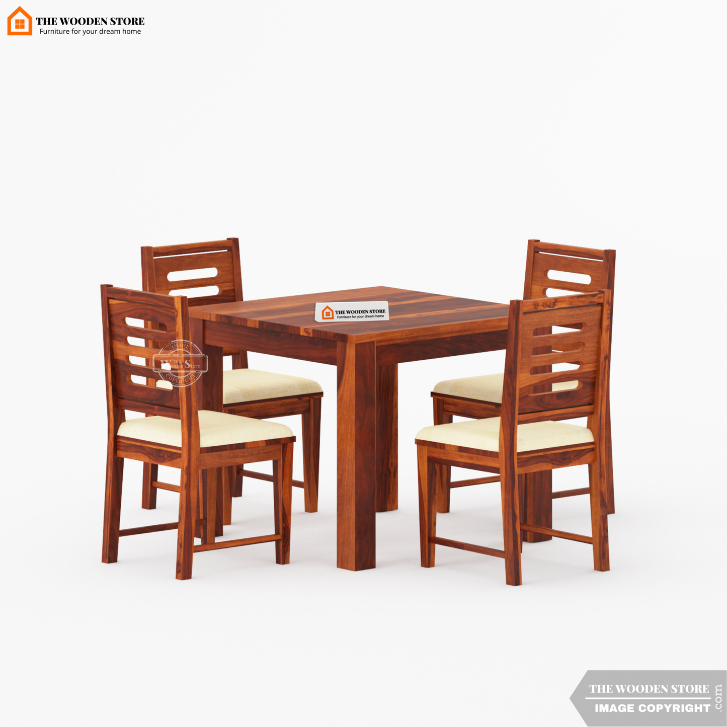 Bob 4 Seater Dining Set (Honey Finish)