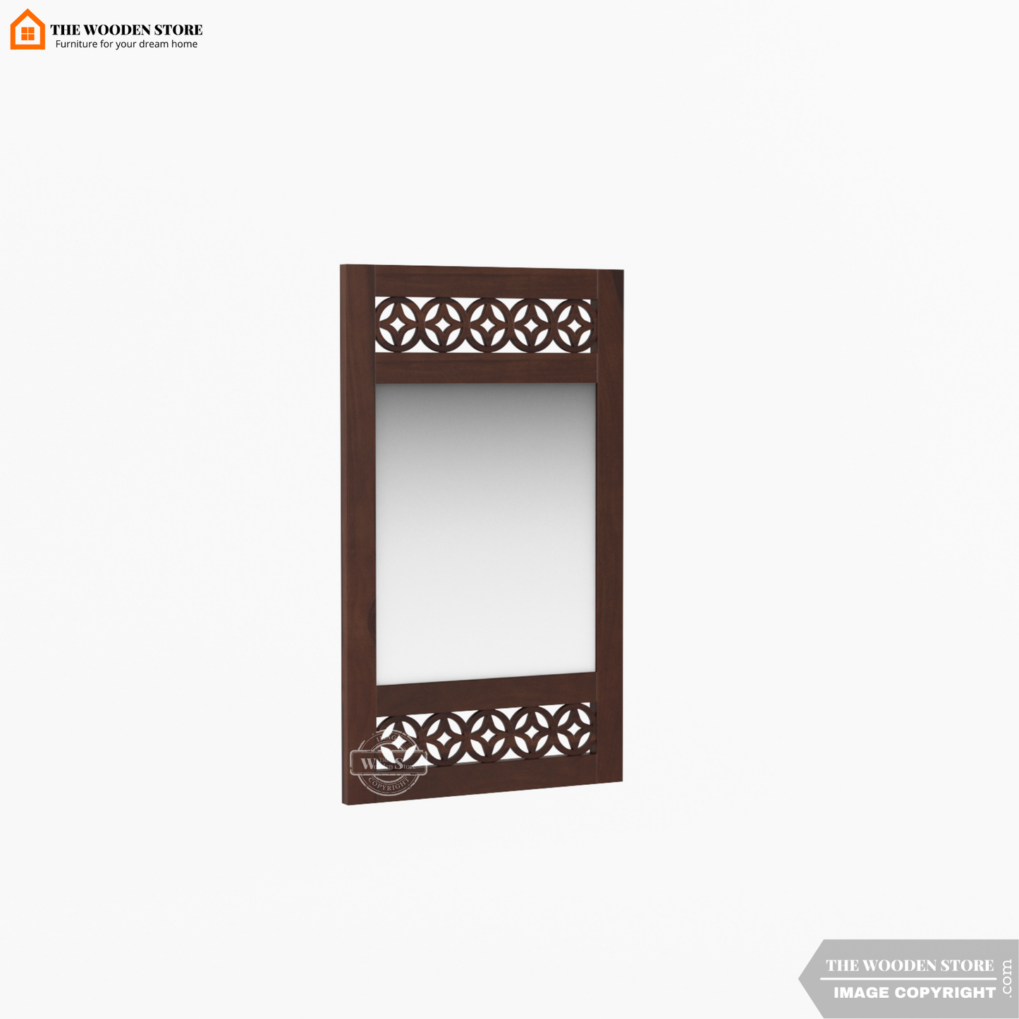 Daffy Side Stripped Mirror With Frame (Walnut Finish)
