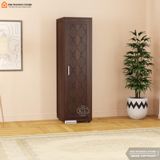 Joel 1 Door Multi-Utility Wardrobe (Walnut Finish)