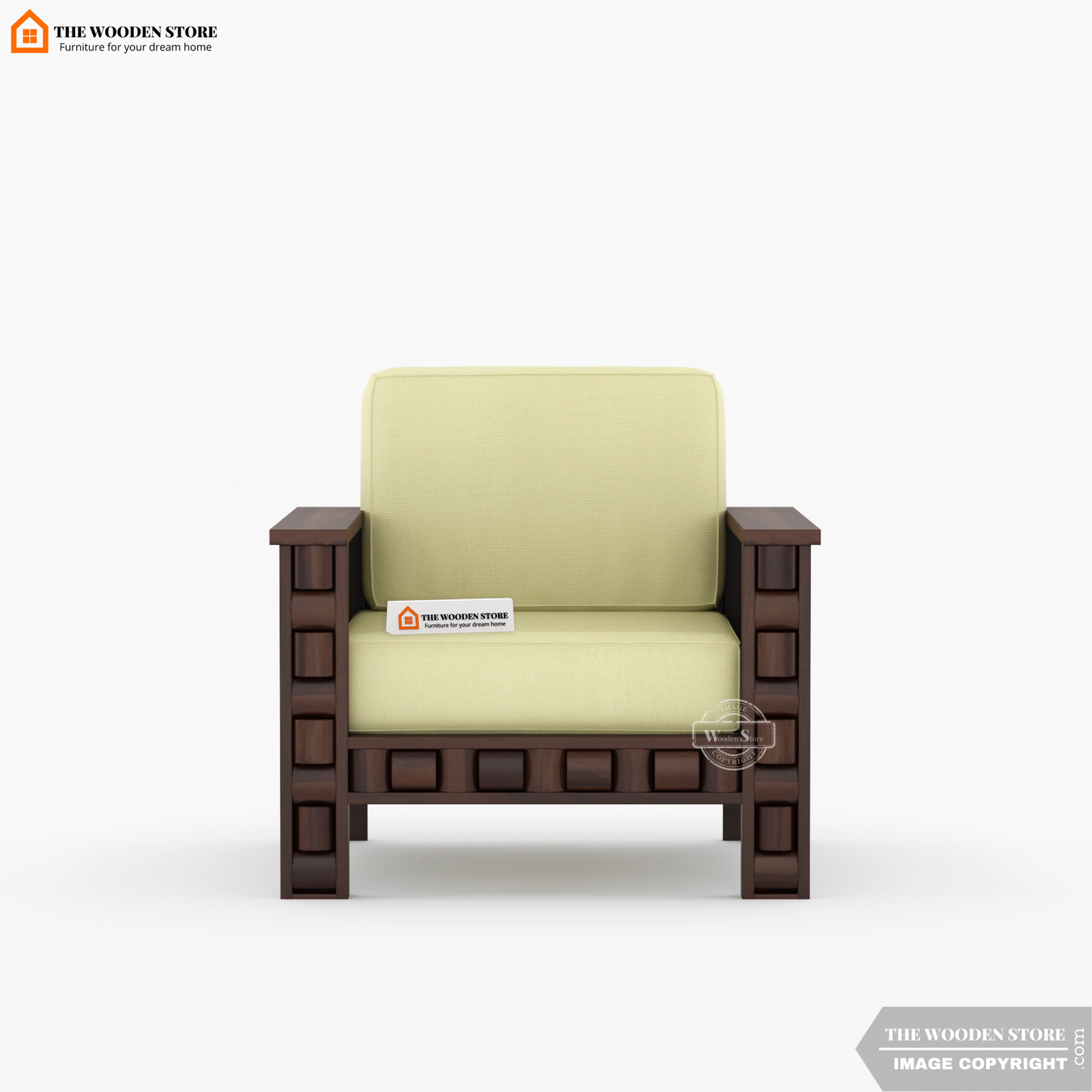 Woodwave 3+1+1 Wooden Sofa Set (Walnut Finish)