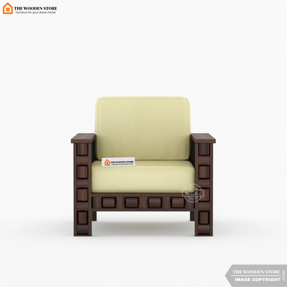 Woodwave 3+1+1 Wooden Sofa Set (Walnut Finish)