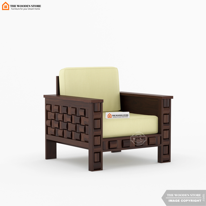 Woodwave 3+1+1 Wooden Sofa Set (Walnut Finish)