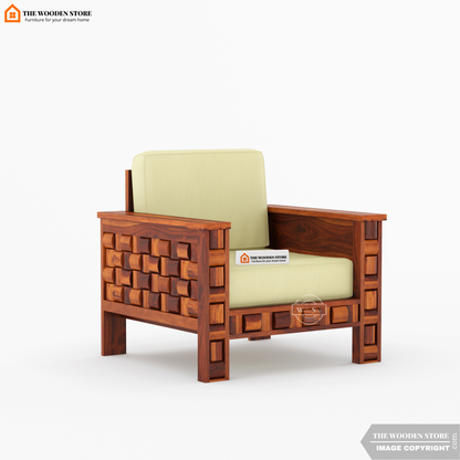 Woodwave 3+1+1 Wooden Sofa Set (Honey Finish)