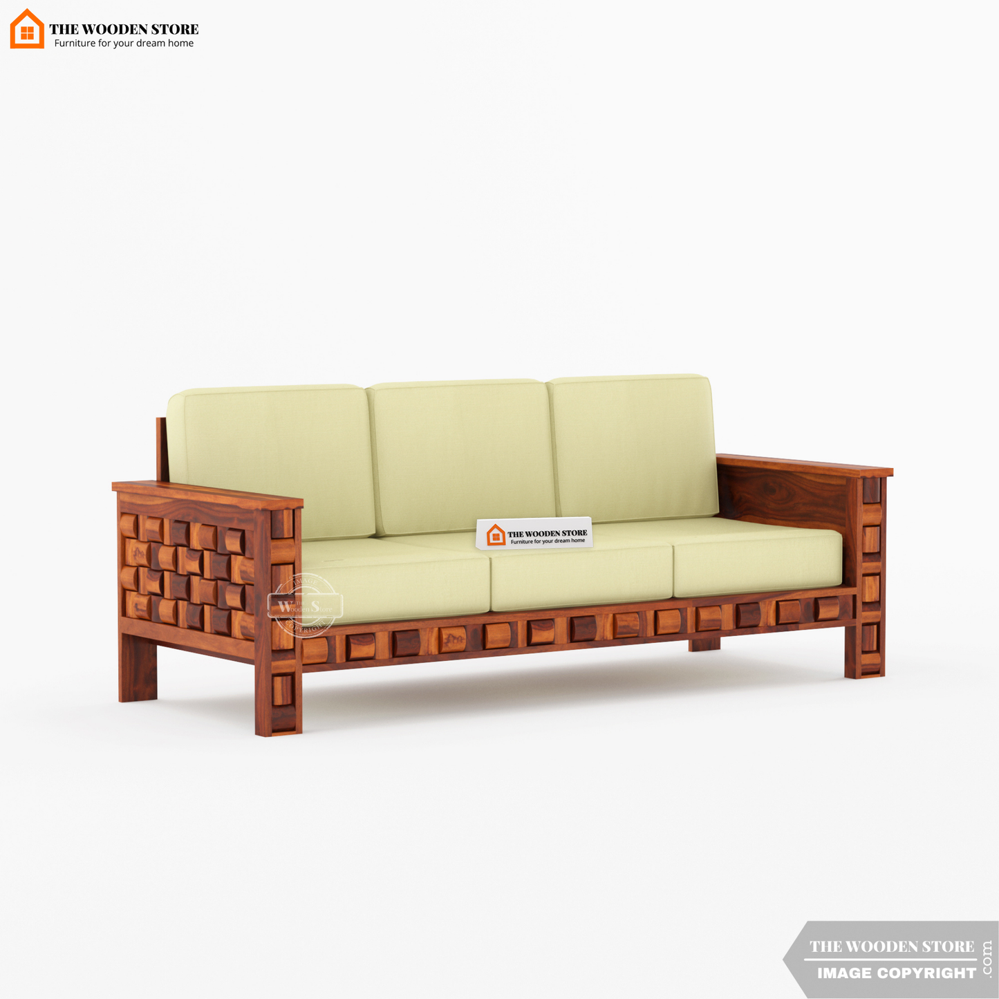 Woodwave 3+1+1 Wooden Sofa Set (Honey Finish)