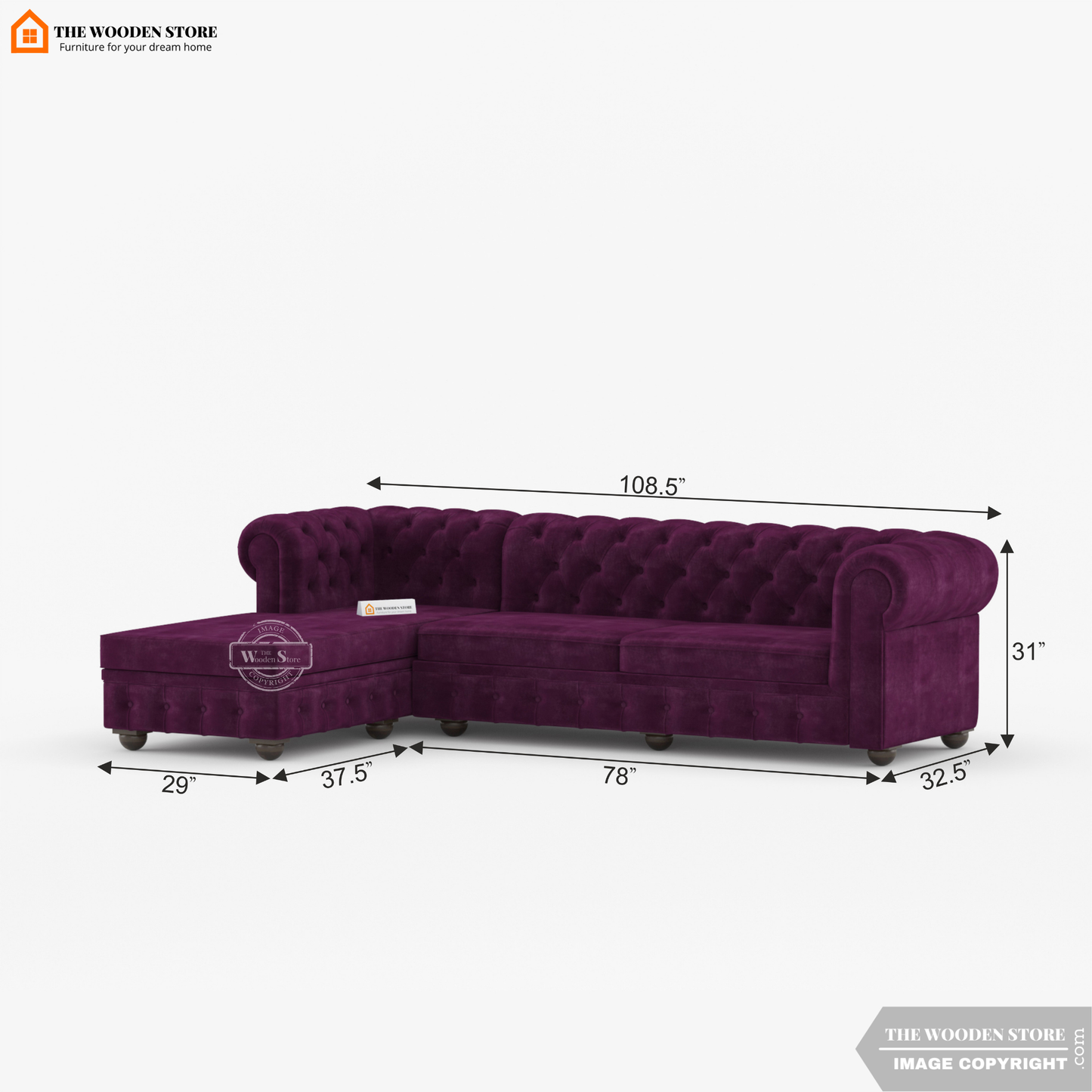 Ronin L - Shape Left Aligned Corner Sofa (Wine Berry)