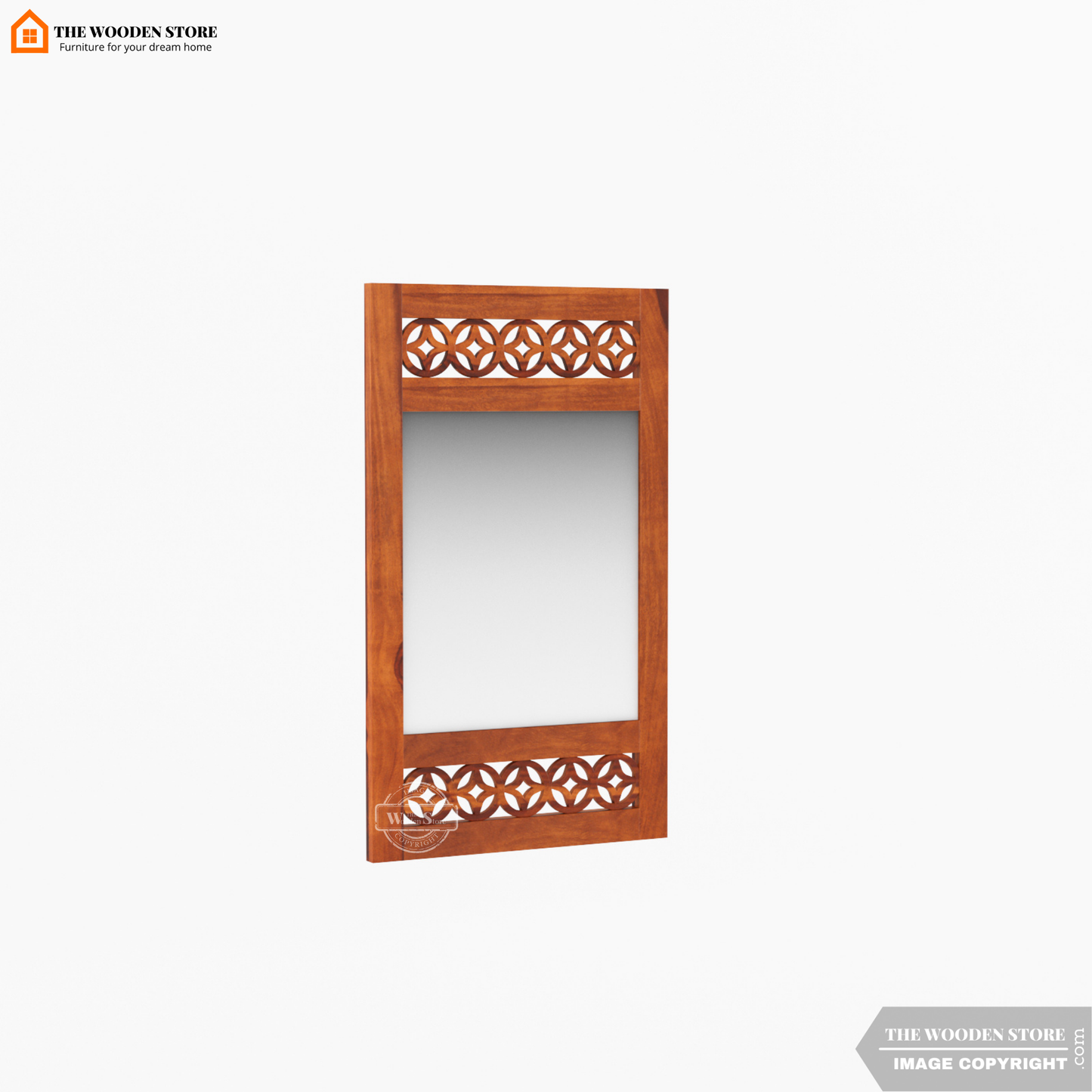Daffy Side Stripped Mirror With Frame (Honey Finish)